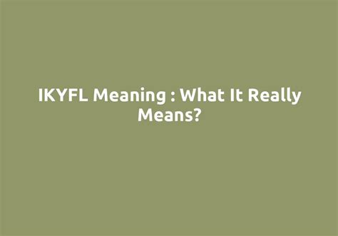 ikyfl meaning